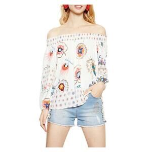Desigual White D Minor Floral Peasant Blouse Sz.XXL